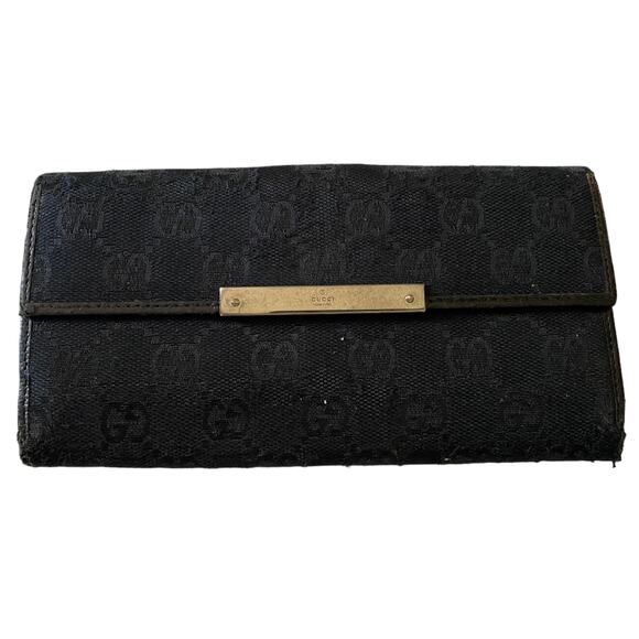 Gucci Black Authentic Monogram Canvas GG Snap Bifold Wallet - Picture 1 of 10